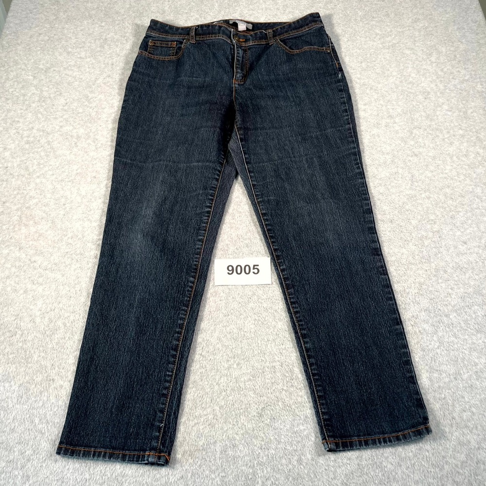 Chico's Jeans Womens 15 Blue Denim Cotton Stretch Dark Wash Straight Leg Casual